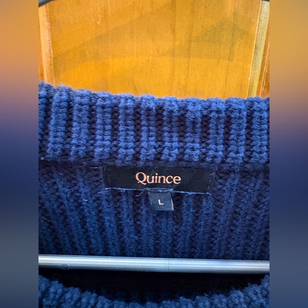 Quince Women’s 100% Organic Cotton Fisherman Crew Sweater Navy Size Large - Picture 8 of 16